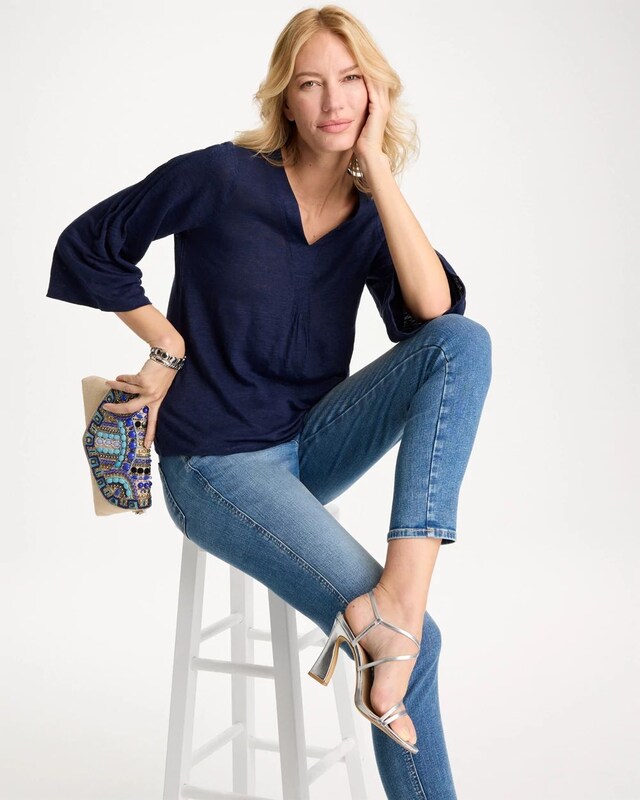 Linen Pleated Pintuck Tee - image 2